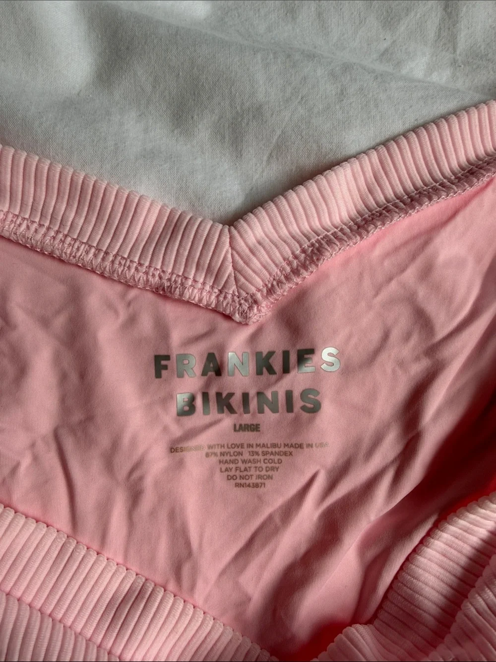 NEW Frankie's Bikinis Pink Ribbed V-Waist Bikini Bottom